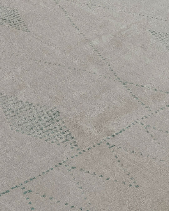فرش تافتینگ سفید سبز آبی