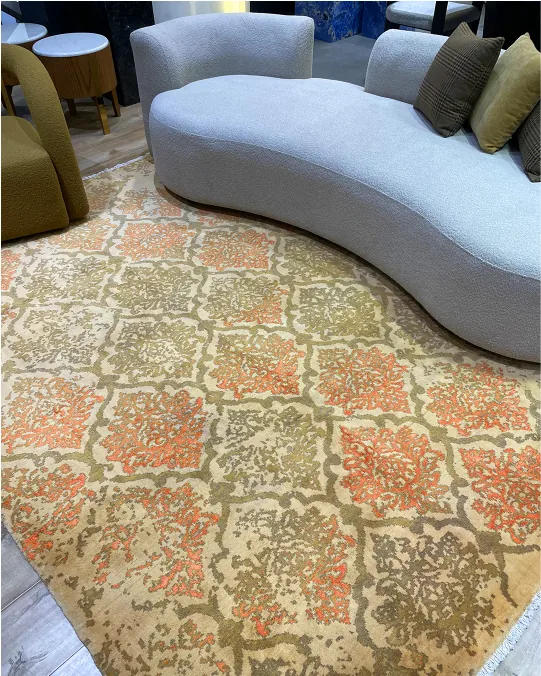 Cream Orange Tufting Rug