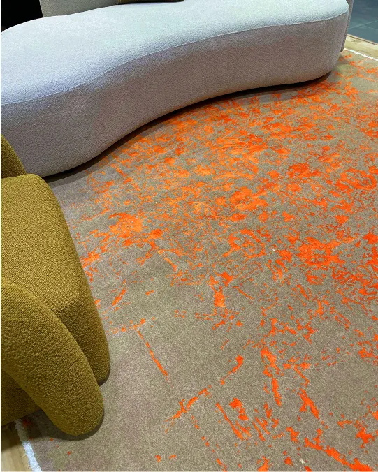 Cream Orange Tufting Rug