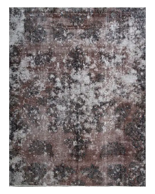 Marrón Azul Oscuro Alfombra Kerman Vintage
